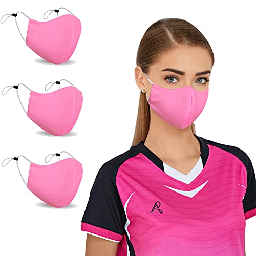 Arcarius Breathable Sports Face Mask – Moisture Wicking Gym & Travel Fit (3-Pack) - color: Cute Pink