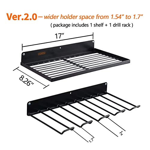 UU-Major Power Tool Organizer with Charging Station,Drill Holder Wall Mount,Garage Storage Shelves for Organization and Storage,Heavy Duty Pegboard Wall Organizer Set Solid Metal Black… - style: 1shelf+1rack