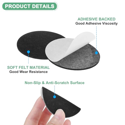 M METERXITY 30-Pack Lamp Base Felt, 2.5 Inch Dia. 2mm Thick Self Adhesive Round Fabric Felt Pads for Lamp/Furniture/DIY, Non-Slip Fiber Backed Patch Circles with Adhesive Backing [Black] - color: Black, size: 2.5" Dia
