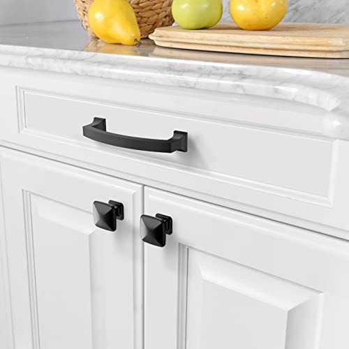 Amerdeco 10 Pack Matte Black 4Inch(102mm) Hole Centers Kitchen Cabinet Pulls Cabinet Hardware Kitchen Handles for Cabinets Cupboard Handles Drawer Pulls ZH0009MB - color: Matte Black, size: 4" hole center