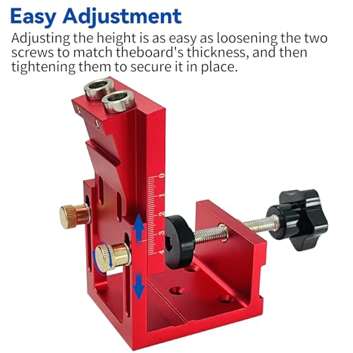 Pocket Hole Jig Kit Adjustable Hole Woodworking Tool with 2 Drill, Pocket Dowel Hole Jig System Set for 15 Degree Joint Angle