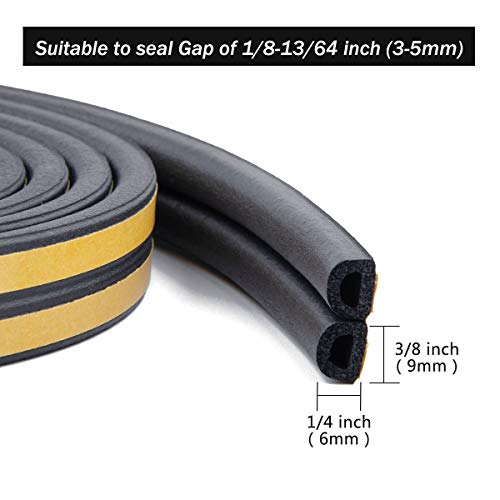 CloudBuyer Door & Window Weather Stripping, Soundproof Insulation Seal Strip with Self-Adhesive Rubber Collision Protection, 16.5 Ft (Black) - color: Black, size: 16.5Ft