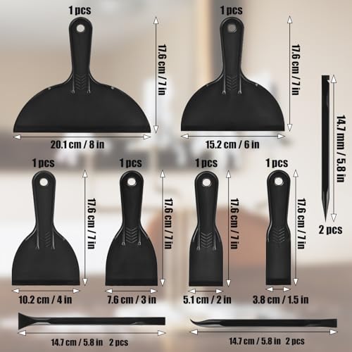 Sankoly 12 Pieces Plastic Putty Knife Set 2"" / 3"" / 6"" Flexible Scraper Tool and Detail Scraper Tool Multipurpose Spatula Paint Scrapers, for Spackling, Patching, and Painting Wood or Wall