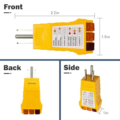Outlet Tester with Electrical Receptacle Test,Socket Tester for North American Outlets (Yellow) - color: Yellow