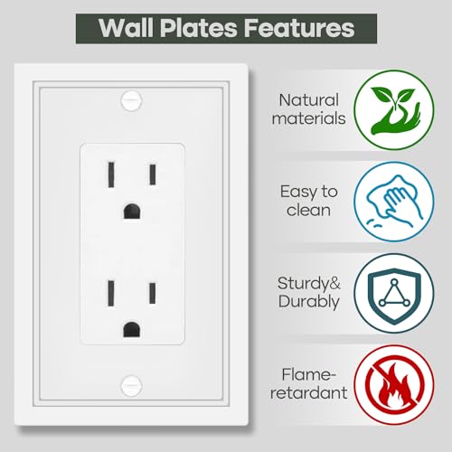 4 Pack Single Decorator Light Switch Cover Plate - Bamboo Fiber Material - size: 1 Gang Single Decorator
