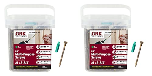 GRK 01103#9x2-3/4 Star Drive Bugle Head Climatek Coated Steel R4 Multi-Purpose Screws, 960/Box - size: #9 x 2-3/4" 960 count