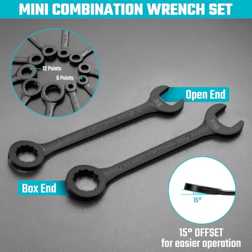 DURATECH Mini Wrench Set, Small Ignition Wrench Set, Black Electrocoat - color: Black