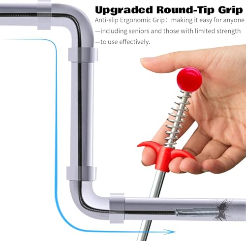 Upgraded Drain Snake, 76 inch Hair Drain Clog Remover Tool ， Sink Snake Drain Clog Remover for Sewer Kitchen Bathroom - style: 76IN