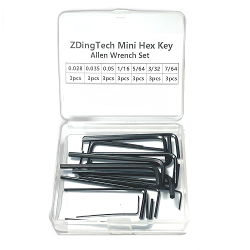 21pcs Mini Hex Key Set,Mini Hex Wrench sets Tool Kit,Imperial L Shape Micro Allen Wrench, 0.028, 0.035, 0.05, 1/16", 5/64", 3/32", 7/64", Each 3 Set. - size: Mini Hex Key Set-21 pcs for all size-Black