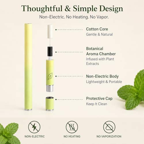 Herbal Air Stick Plant-Based Extracts, Breathing Support, Oral Freshness Non-Electric Personal Air Diffuser, Portable Smoking Alternative Accessory for Home Office Travel Smokeless Inhaler