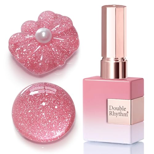 Double Rhythm 0.5Oz Glitter Gel Polish Shimmer Reflective Color for Nail Art Salon DIY Soak Off 15ml Nail Lamp Gel Polish at Home (Light Pink-B1173) - color: Blossom Pale Pink