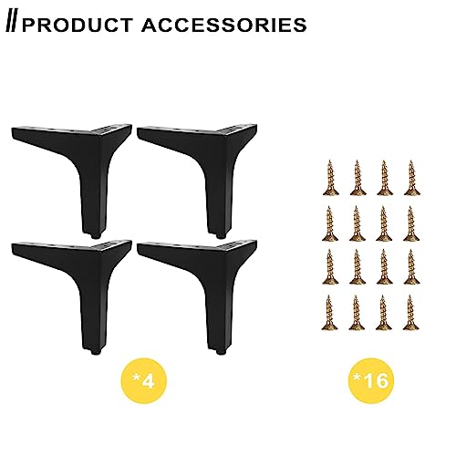 AODIOU Furniture Legs Metal feet: Couch Legs 6 Inch Sofa Cabinet Legs Replacement Black Legs for Furniture Set of 4 - color: Black, size: 6'' / 15cm(4PCS)
