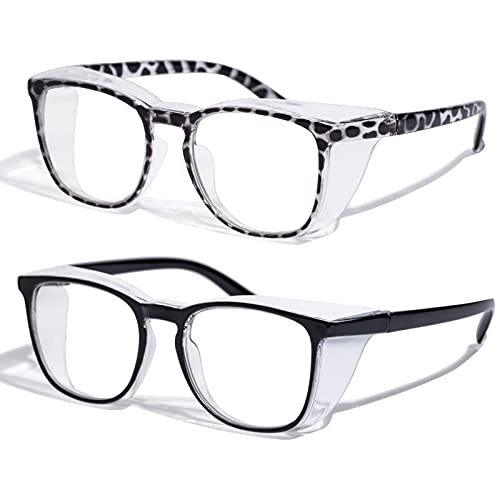 Safety Glasses Anti Fog Clear Blue Light Blocking Eye Protection Nurse Goggles for Women Men - color: A2 Leopard + Black