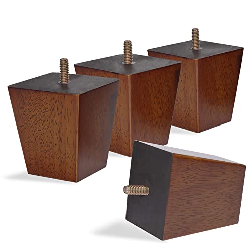 WEKIS Solid Wooden Furniture Legs 3 Inch, Natural Wood Mid Century Legs for Furniture Replacements for Couch Legs, Sofa Legs, Bench Legs, Ottoman Legs, Bed Legs, Cabinet Legs, Set of 4 - size: 3 Inch