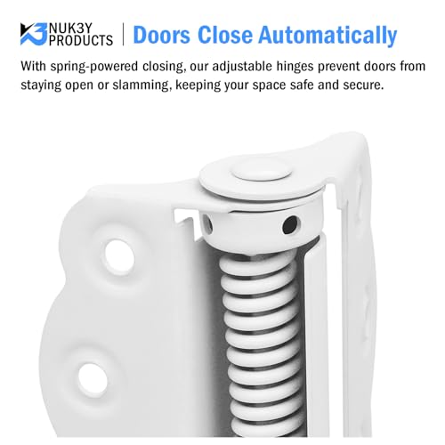 Nuk3y Screen Door Spring Hinge Set, 2-3/4"", Set Includes 2 Self-Closing Hinges & 1 Adjustable Self-Closing Hinge. (White) - color: White