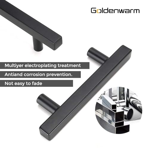 Goldenwarm 10 Pack 2-1/2 Inch Black Cabinet Handles Kitchen Drawer Pulls - color: Black, size: 2-1/2 Inch Hole Center