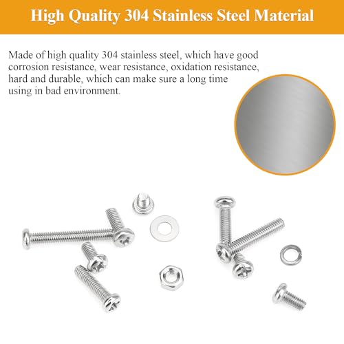 565 Pieces M3 Machine Screws Nuts Washers Set, Sutemribor M3 x 4/6/8/10/12/16/20mm Phillips Pan Head Machine Screws Nuts Washers Assortment Kit, 304 Stainless Steel, Fully Threaded - size: M3, style: Phillips Pan Head