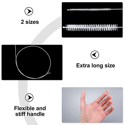 4 Pcs Extra Long Pipe Cleaners with Soft Nylon Bristles Head Cleaning Brush for Straw Tube Pipe Hose Bottle Refrigerator Drain, 1m/39in