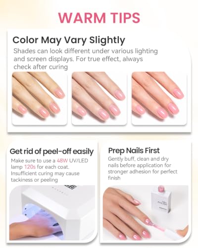 Makartt Pink Gel Nail Polish Set 15ML : 6 Sheer & Shimmer Colors - color: Petal Glow