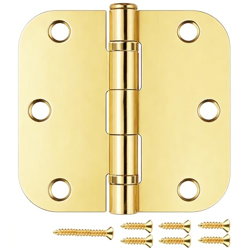 18 Pack Polished Brass Door Hinges 3.5 Inch 5/8" Radius No-Squeak - color: Polished Brass Ball Bearing, size: 18 Pack