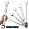 DURATECH Long Pattern Combination Wrench Set, SAE, 5-Piece, 1" to 1-1/4", 12 Point, CR-V Steel, with Rolling Pouch - size: SAE(1" to 1-1/4")