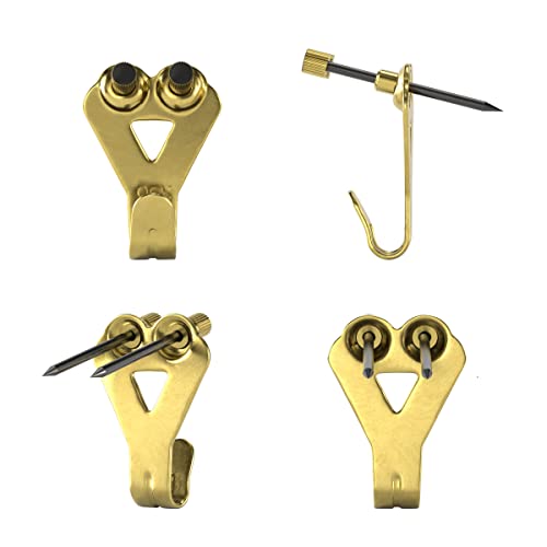 OOK 50616 Professional Picture Hangers, Art Hangers, Padded, Brass, Reusable Picture Hooks, 50lb (10 set) - size: 10 set, 50lb