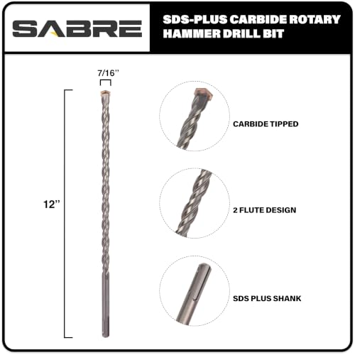 7/16 Inch x 12 Inch SDS Plus Rotary Hammer Drill Bit - size: 7/16" x 12"