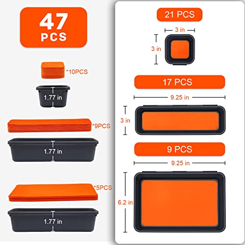 Tool Box Organizer, Tool Drawer Organizer Tray Divider, Toolbox Organization, Garage Tool Organizers and Storage, Tool Box Accessories for Rolling Tool Chest Cabinet (Orange (47PCS)) - color: Orange (47PCS)
