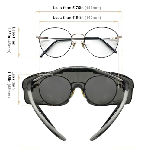 HTS HUNTERSKY ANSI Z87.1+ Anti Fog Fit Over Eyeglasses Safety Glasses Up to 1.88 inch 99.9% UV Protection OTG Lab Goggles - color: 3906s Black-gray / Gray Lens