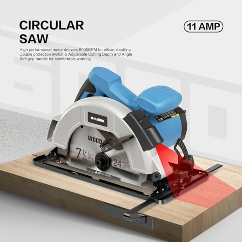 11A Corded Circular Saw 6000RPM with Laser Guide, 2x 7-1/4" Blade - style: Corded 11A