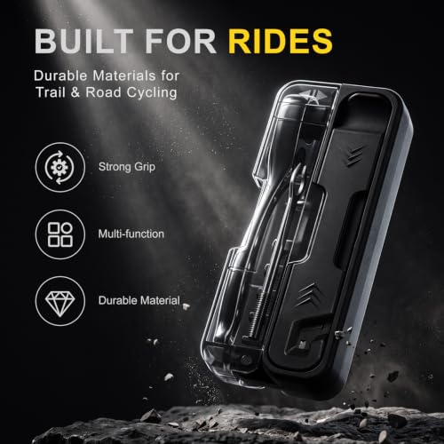 EMERK Bike Repair Tool Kit with Ratchet Wrench, 7 bits & 2 Tire Levers | Portable bike multi tool with Tubeless Tire Repair Plugs for fast repairs on road, mountain and e-bikes.