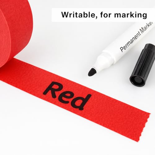 2 Pack Red Painters Tape - Masking Tape 1 Inch Wide - Multi-Surface, Smart Adhesion, Indoor & Outdoor - 180FT Total - Paint Tape for DIY, Labeling, Art, Car, General Purpose (#3910) - color: Red