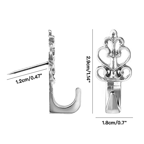 Push Pin Hangers,20 Pcs Zinc Alloy Pin Hooks Picture Hanging Nails for Home Office Fabric Wall Wooden (Silver) - style: Silver