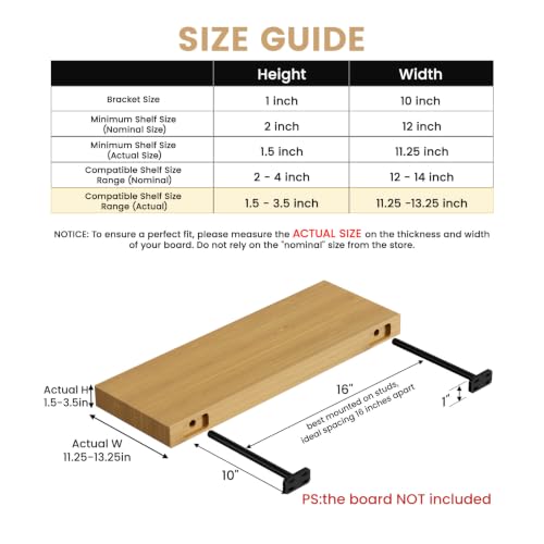 8pcs Wall Shelf Brackets Heavy Duty Floating Shelf Bracket Hidden,Invisible Black Shelving Brackets Decorative Floating Shelf Hardware Heavy Duty,Metal Shelf Support Bracket(10"-8pcs) - size: 10 inch-8pcs