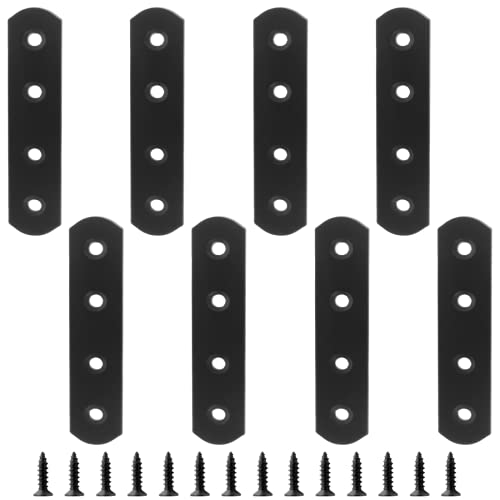 Jiozermi 8 Pcs Straight Brace, 3.9" x 0.8", Stainless Steel,Black - size: Black, 3.9” x 0.8”, 8 Pcs