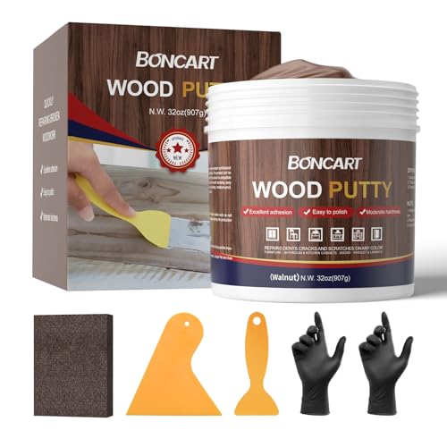 Boncart Wood Filler, 32 OZ Walnut Wood Putty - color: 32OZ Walnut