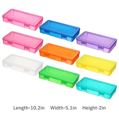 novelinks Small Plastic Storage Containers with Lids and Clear Pencil Box - color: 9 Pack Medium -Color