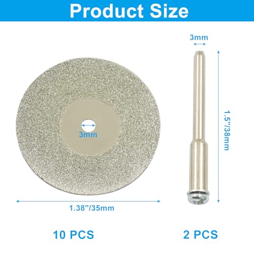 Bivethoi 12 Pack 35mm Mini Diamond Coated Cutting Off Wheels Discs - style: 35mm(12 Pack)