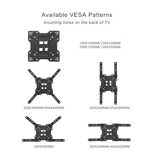 Suptek TV Wall Mount Swivel and Tilt Full Motion for Most 23 to 60 inch TV Mount up to 66lbs max VESA 400x400mm (A1+) - size: 23-60"