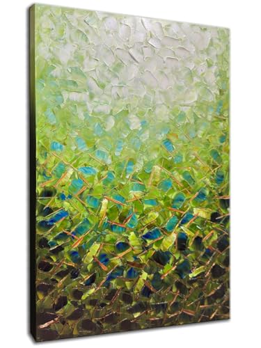 zoinart Textured Green Oil Painting on Canvas, Abstract Paintings Green Wall Art, Modern Wall Paintings for Living Room Wall Decor - color: YH-B204