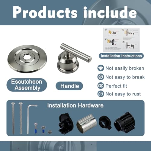 Modoo T2901BN Brushed Nickel Shower Lever Handle Trim Kit, Posi-Temp Valve, 1/2 in Sweat Inlet, NPT Outlet, 2 Ports, Globe Valve, Metal with Nickel Finish, Easy Installation, 1-Year Warranty - color: Brushed Nickel