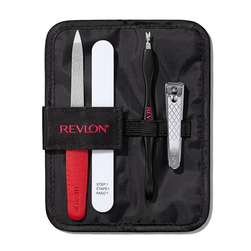 Revlon Manicure Essentials Kit with Travel Case, Black, 4 Count