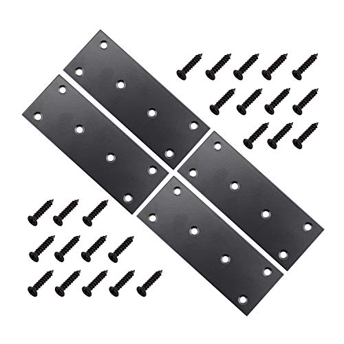 4 Pack Flat Straight Brace Brackets,ULIFESTAR Stainless Steel Mending Bracket Plate Metal Shelf Support Fixing Joining Plate for Furniture,Wood,Shelves,Cabinet with Screws Black (48x128mm/1.9x5'') - size: 48 x 128 x 2 mm