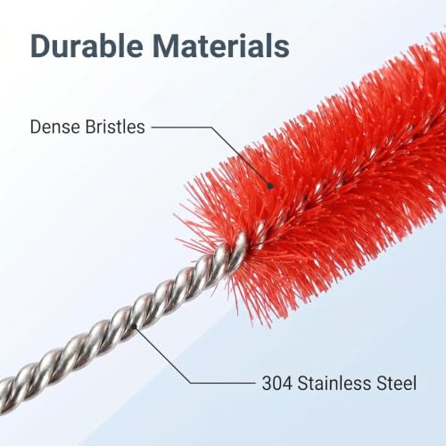 Straw Cleaner Brush, Reusable Metal Handles Straw Cleaner Brush Extra Long for Stanley Mug 40, 30, 20 oz, 10mm Wide for Sippy Cup, Water Bottle and Tubes - color: Clear+red