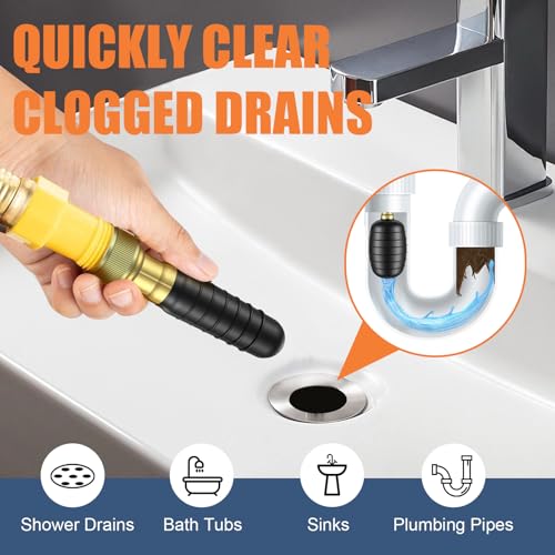 3 Pcs Drain Bladder Kit, Drain Cleaning Bladder Fits 1" to 6" Pipes, Rubber Drain Bladder Unclogger for Bathroom Sinks, Showers, Swimming Pool Drains, Kitchen Sinks and Main Drains
