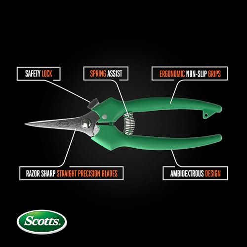 Scotts Straight Tip Floral Shears - Ultra Sharp Lightweight Gardening Scissors - Hand Pruner Pruning Shear for Flowers, Herbs, Roses and Indoor Plants - style: Floral Shears