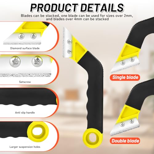 18pcs Grout Removal Tool with Upgraded Handle Removal Tool with Cleaning Brush Effortless Tile Grout Cleaner for Bathroom, Shower, Floor Repair