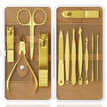 Manicure Set, Stainless Steel Nail Clipper Set with Travel Case - color: Gold
