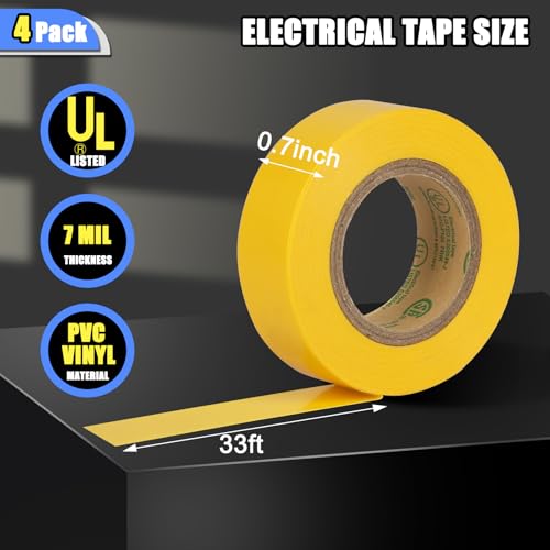 GEYYANG Yellow Electrical Tape, 4 Pack - color: Yellow