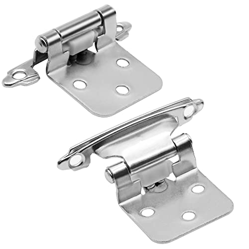 50 Pack (25 Pairs) 1/2'' Overlay Semi Concealed Hinges Brushed Satin Nickel - color: Satin Nickel, size: 50 Pack (25 Pairs)